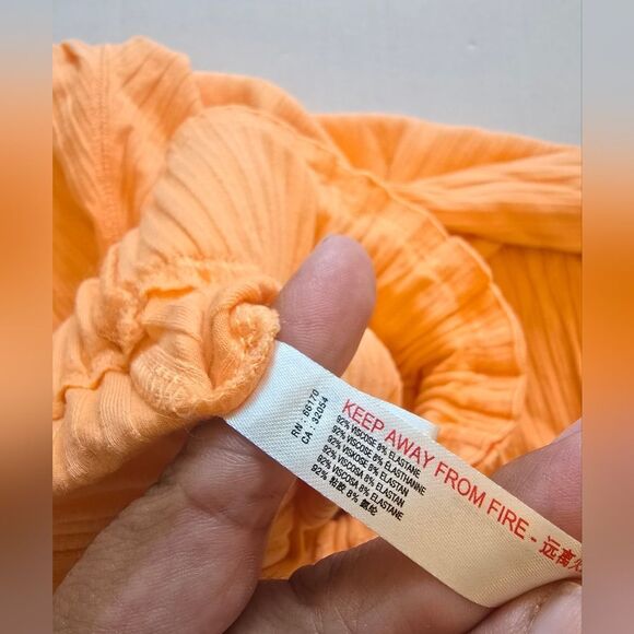 Free People Movememt Orange Ribbed Wide Leg Pants Size Small - Picture 4 of 15